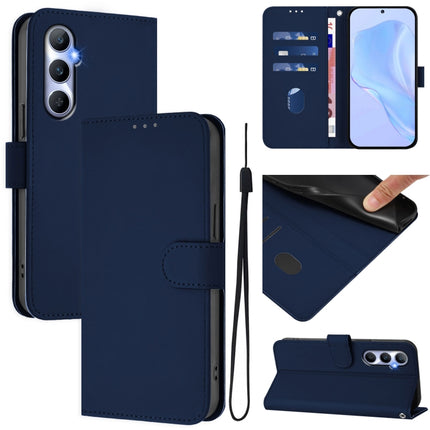 Skin Feel Solid Color Leather Phone Case with Lanyard, For Realme C65 4G Global
