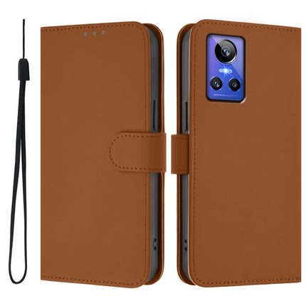 Skin Feel Solid Color Leather Phone Case with Lanyard, For Realme GT Neo 3