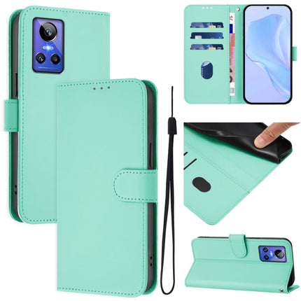 Skin Feel Solid Color Leather Phone Case with Lanyard, For Realme GT Neo 3