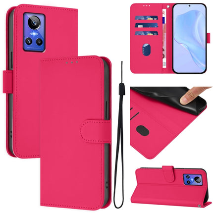 Skin Feel Solid Color Leather Phone Case with Lanyard, For Realme GT Neo 3