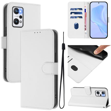 Skin Feel Solid Color Leather Phone Case with Lanyard, For Realme GT Neo 3T