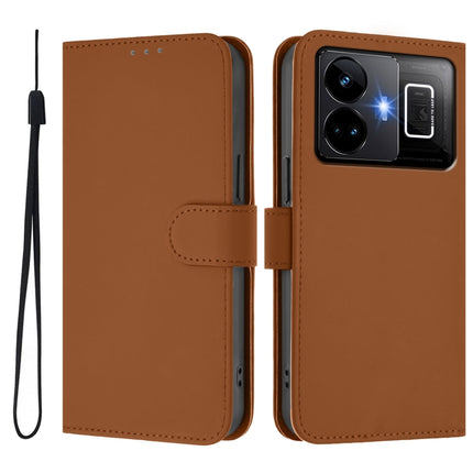 Skin Feel Solid Color Leather Phone Case with Lanyard, For Realme GT3 5G / GT Neo 5 240W