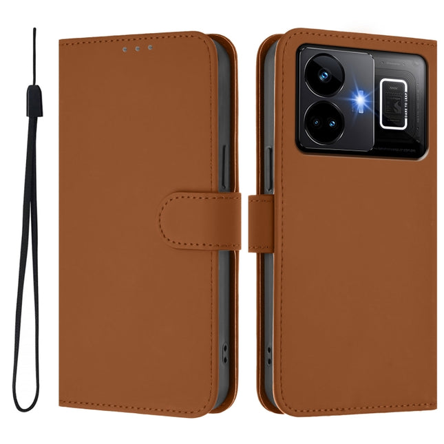 Skin Feel Solid Color Leather Phone Case with Lanyard, For Realme GT3 5G / GT Neo 5 240W