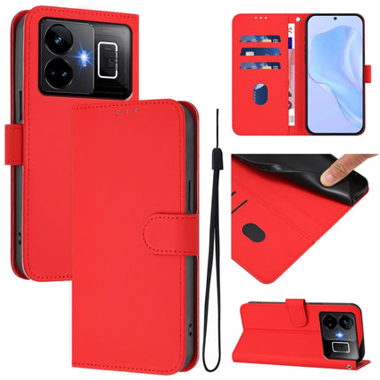 Skin Feel Solid Color Leather Phone Case with Lanyard, For Realme GT3 5G / GT Neo 5 240W