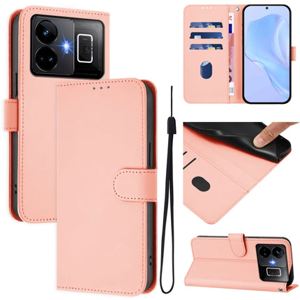 Skin Feel Solid Color Leather Phone Case with Lanyard, For Realme GT3 5G / GT Neo 5 240W