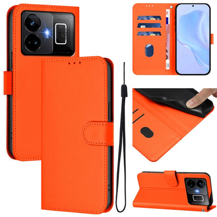 Skin Feel Solid Color Leather Phone Case with Lanyard, For Realme GT3 5G / GT Neo 5 240W