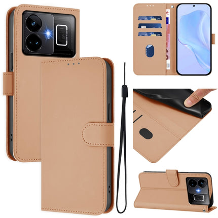 Skin Feel Solid Color Leather Phone Case with Lanyard, For Realme GT3 5G / GT Neo 5 240W