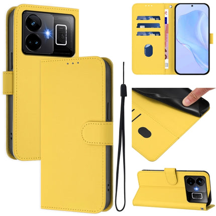 Skin Feel Solid Color Leather Phone Case with Lanyard, For Realme GT3 5G / GT Neo 5 240W