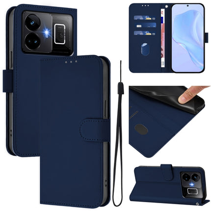 Skin Feel Solid Color Leather Phone Case with Lanyard, For Realme GT3 5G / GT Neo 5 240W