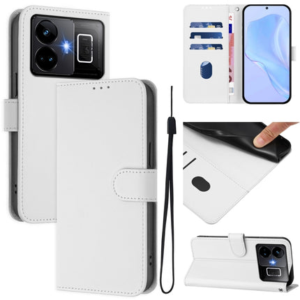 Skin Feel Solid Color Leather Phone Case with Lanyard, For Realme GT3 5G / GT Neo 5 240W