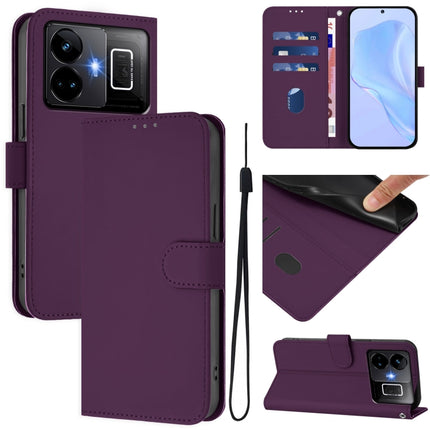 Skin Feel Solid Color Leather Phone Case with Lanyard, For Realme GT3 5G / GT Neo 5 240W