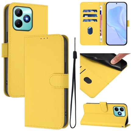 Skin Feel Solid Color Leather Phone Case with Lanyard, For Realme Note 50 4G Global
