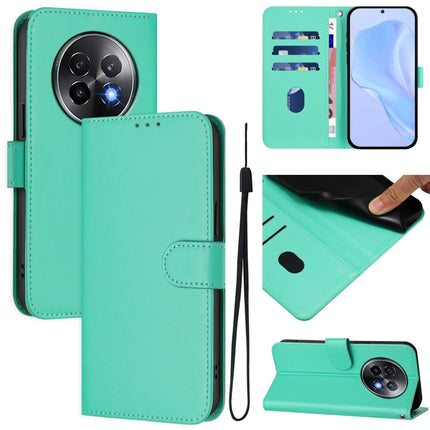 Skin Feel Solid Color Leather Phone Case with Lanyard, For Realme 13+ 5G Global