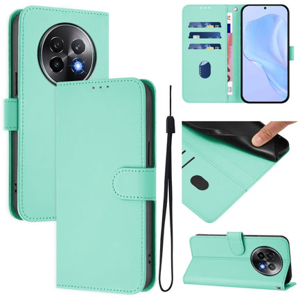 Skin Feel Solid Color Leather Phone Case with Lanyard, For Realme 13+ 5G Global
