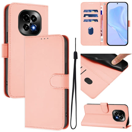 Skin Feel Solid Color Leather Phone Case with Lanyard, For Realme C63 5G Global
