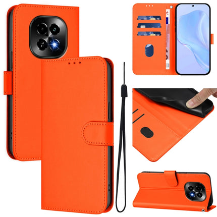 Skin Feel Solid Color Leather Phone Case with Lanyard, For Realme C63 5G Global