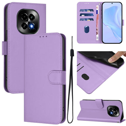 Skin Feel Solid Color Leather Phone Case with Lanyard, For Realme C63 5G Global