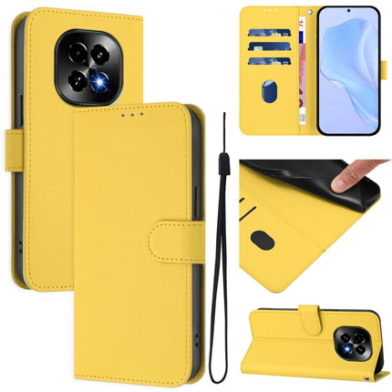 Skin Feel Solid Color Leather Phone Case with Lanyard, For Realme C63 5G Global
