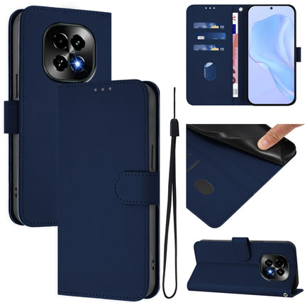 Skin Feel Solid Color Leather Phone Case with Lanyard, For Realme C63 5G Global