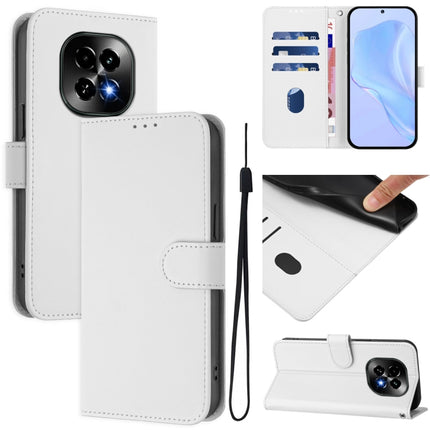 Skin Feel Solid Color Leather Phone Case with Lanyard, For Realme C63 5G Global