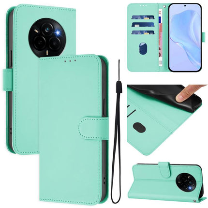 Skin Feel Solid Color Leather Phone Case with Lanyard, For Realme Narzo 80 Pro