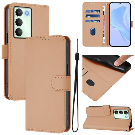 Skin Feel Solid Color Leather Phone Case with Lanyard, For Realme V70 5G / 14X Global