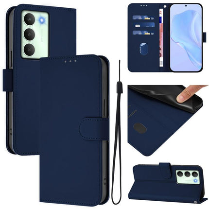 Skin Feel Solid Color Leather Phone Case with Lanyard, For Realme V70 5G / 14X Global