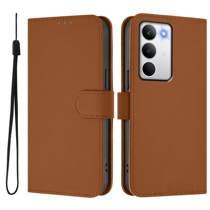 Skin Feel Solid Color Leather Phone Case with Lanyard, For Realme C71 4G Global