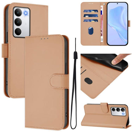 Skin Feel Solid Color Leather Phone Case with Lanyard, For Realme C71 4G Global