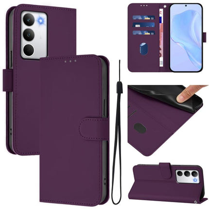 Skin Feel Solid Color Leather Phone Case with Lanyard, For Realme C71 4G Global