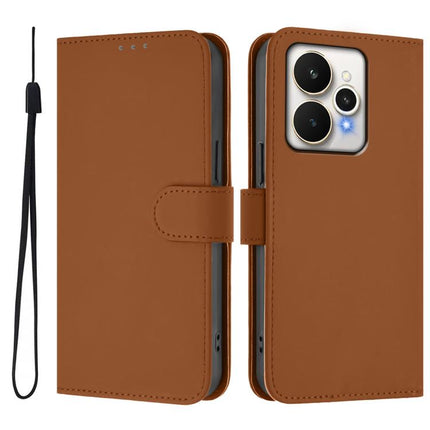 Skin Feel Solid Color Leather Phone Case with Lanyard, For Realme 15 / 15 Pro 5G Global
