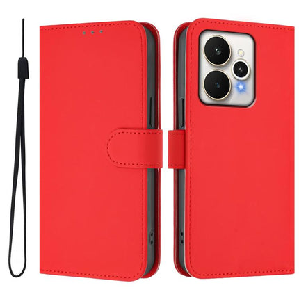 Skin Feel Solid Color Leather Phone Case with Lanyard, For Realme 15 / 15 Pro 5G Global