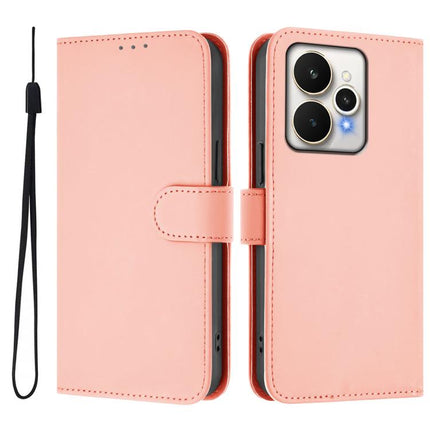 Skin Feel Solid Color Leather Phone Case with Lanyard, For Realme 15 / 15 Pro 5G Global