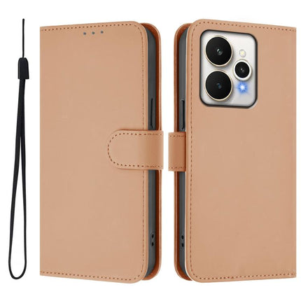 Skin Feel Solid Color Leather Phone Case with Lanyard, For Realme 15 / 15 Pro 5G Global