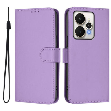 Skin Feel Solid Color Leather Phone Case with Lanyard, For Realme 15 / 15 Pro 5G Global