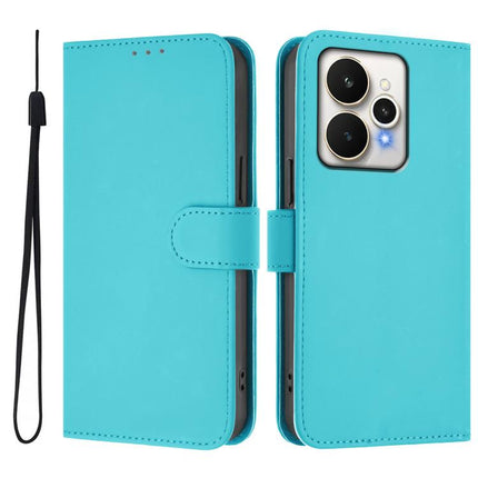 Skin Feel Solid Color Leather Phone Case with Lanyard, For Realme 15 / 15 Pro 5G Global