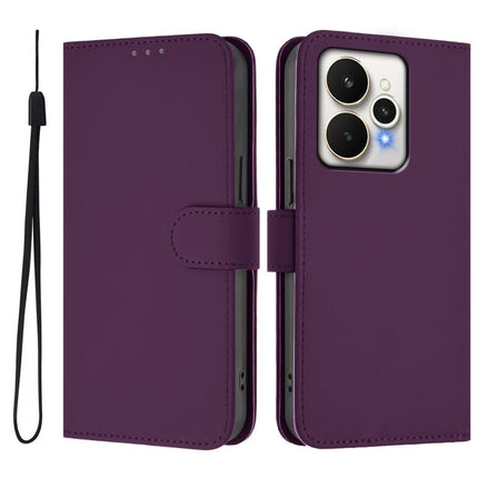 Skin Feel Solid Color Leather Phone Case with Lanyard, For Realme 15 / 15 Pro 5G Global