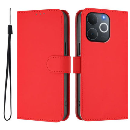 Skin Feel Solid Color Leather Phone Case with Lanyard, For Realme C71 4G India