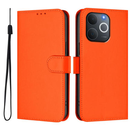 Skin Feel Solid Color Leather Phone Case with Lanyard, For Realme C71 4G India