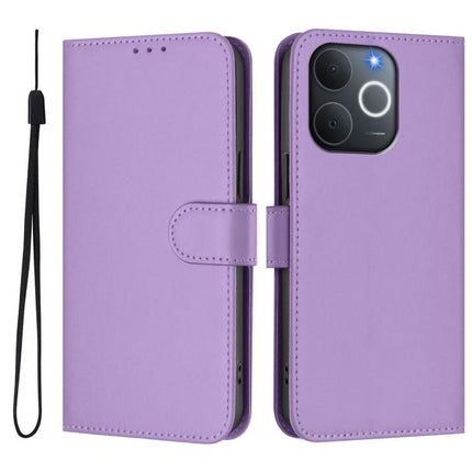 Skin Feel Solid Color Leather Phone Case with Lanyard, For Realme C71 4G India