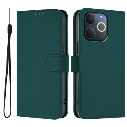 Skin Feel Solid Color Leather Phone Case with Lanyard, For Realme C71 4G India