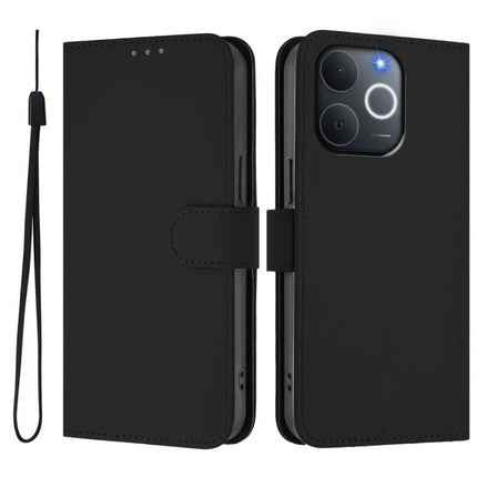 Skin Feel Solid Color Leather Phone Case with Lanyard, For Realme C71 4G India