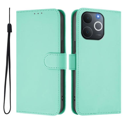 Skin Feel Solid Color Leather Phone Case with Lanyard, For Realme C71 4G India