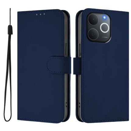 Skin Feel Solid Color Leather Phone Case with Lanyard, For Realme C71 4G India