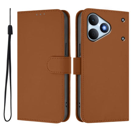 Skin Feel Solid Color Leather Phone Case with Lanyard, For Realme Note 80 4G Global