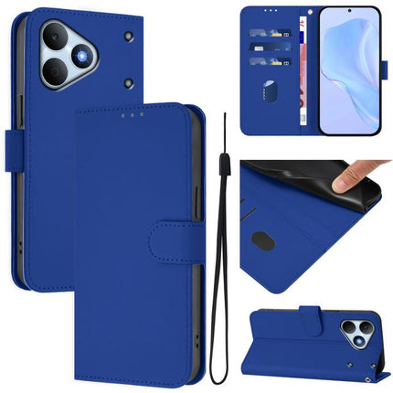 Skin Feel Solid Color Leather Phone Case with Lanyard, For Realme Note 80 4G Global