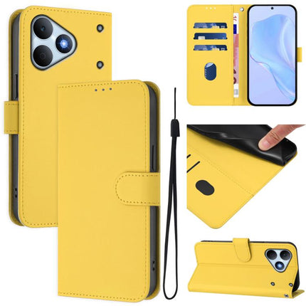 Skin Feel Solid Color Leather Phone Case with Lanyard, For Realme Note 80 4G Global