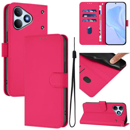 Skin Feel Solid Color Leather Phone Case with Lanyard, For Realme Note 80 4G Global