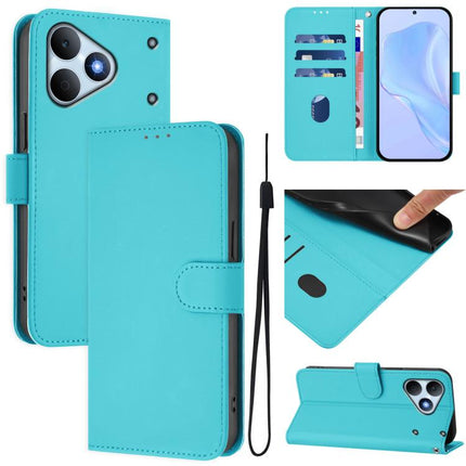Skin Feel Solid Color Leather Phone Case with Lanyard, For Realme Note 80 4G Global