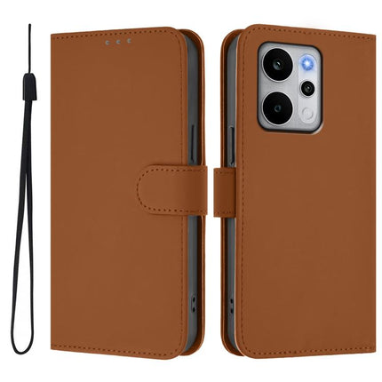 Skin Feel Solid Color Leather Phone Case with Lanyard, For Realme P4 Power 5G